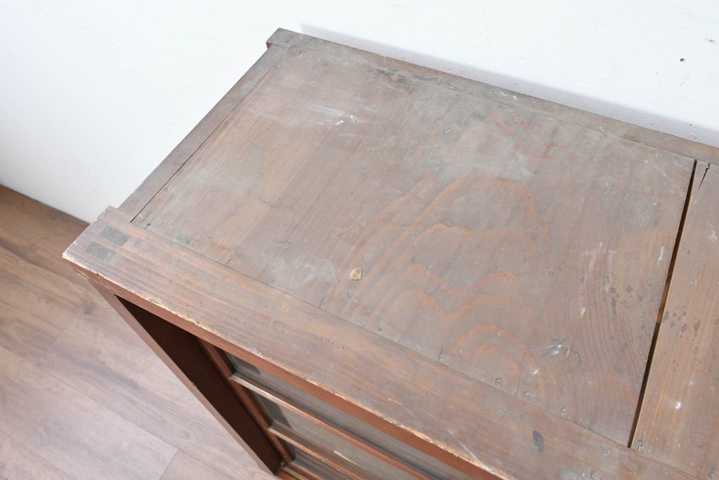 和製アンティーク　レトロ　素朴なガラス戸棚　(R-086728)