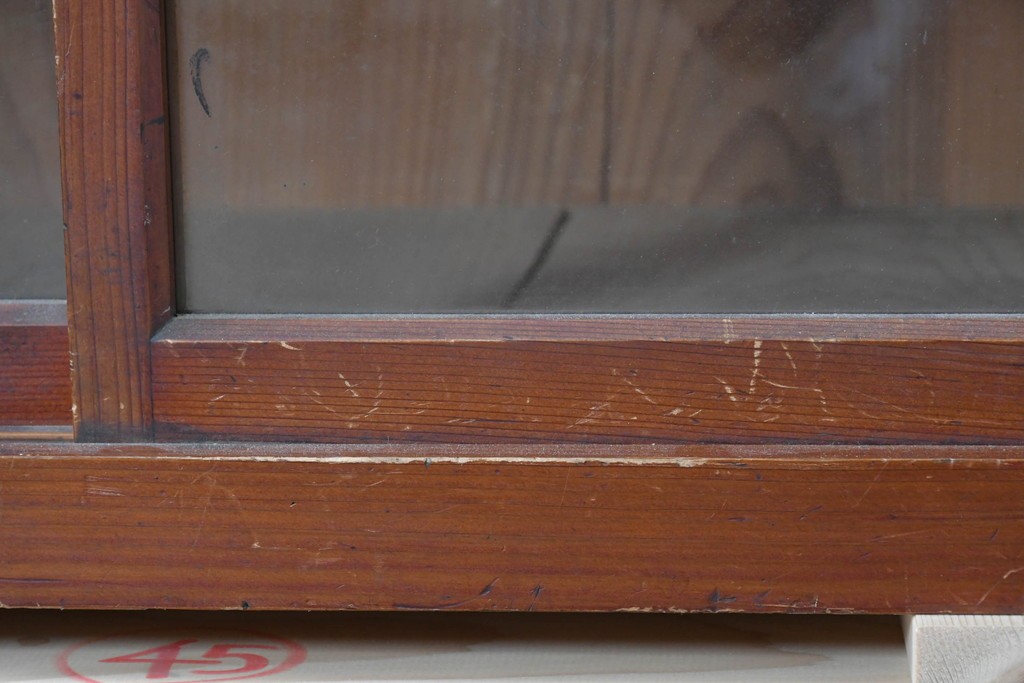 和製アンティーク　レトロ　素朴なガラス戸棚　(R-086728)