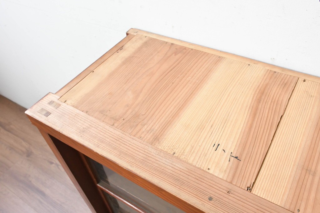 和製アンティーク　レトロな引き出し付きガラス戸棚　(R-086729)