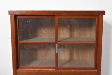 和製アンティーク　レトロな引き出し付きガラス戸棚　(R-086729)