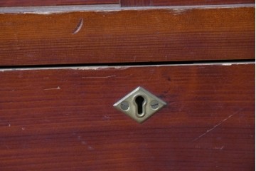 和製アンティーク　レトロな引き出し付きガラス戸棚　(R-086729)