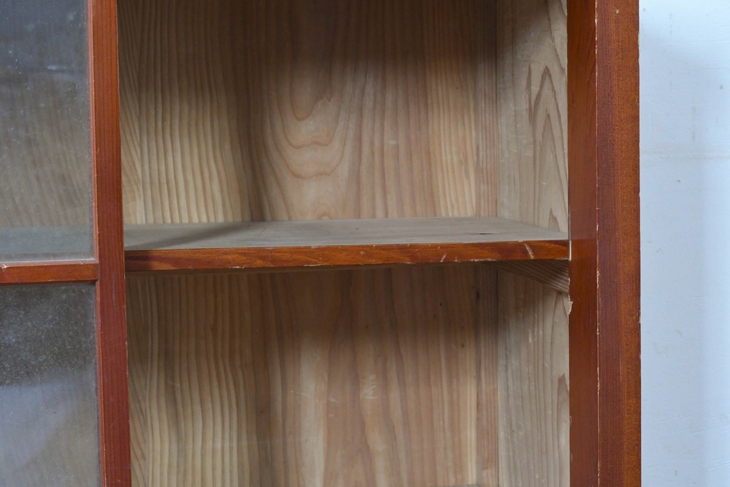 和製アンティーク　レトロな引き出し付きガラス戸棚　(R-086729)