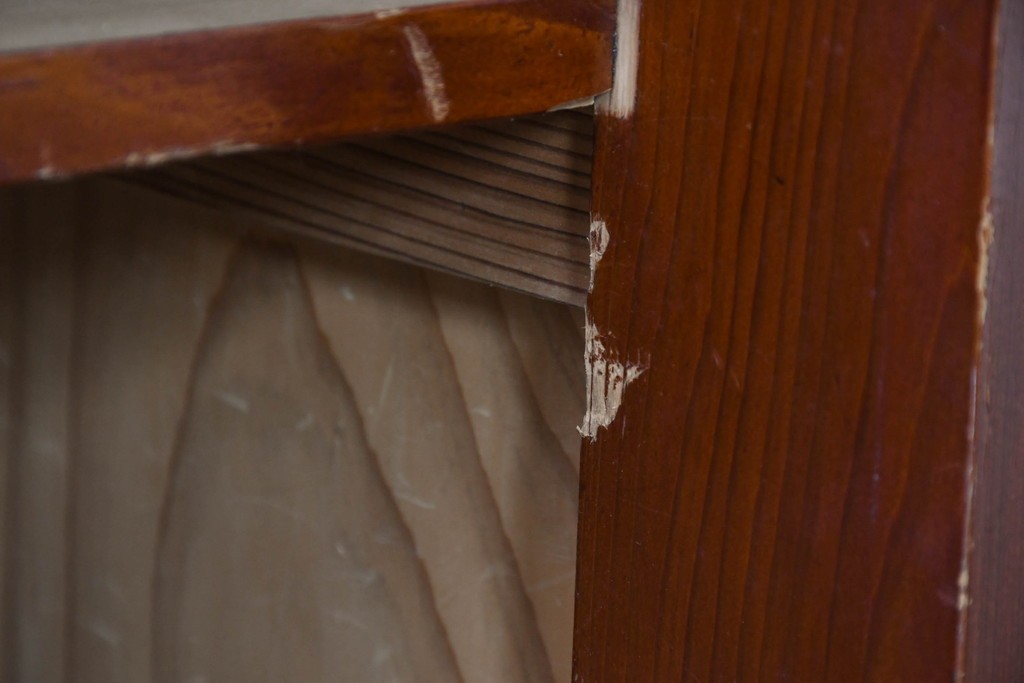 和製アンティーク　レトロな引き出し付きガラス戸棚　(R-086729)