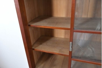 和製アンティーク　レトロな引き出し付き重ねガラス戸棚　(R-086730)