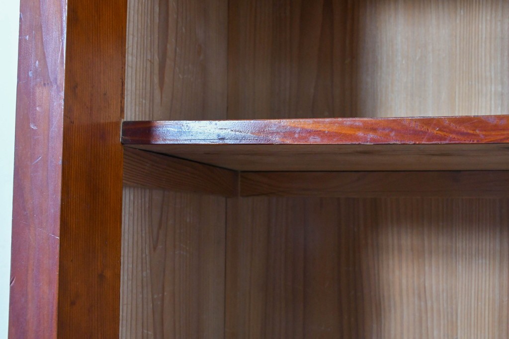 和製アンティーク　レトロな引き出し付き重ねガラス戸棚　(R-086730)