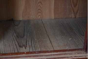 和製アンティーク　レトロな引き出し付き重ねガラス戸棚　(R-086730)