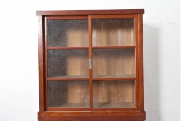 和製アンティーク　レトロな引き出し付き重ねガラス戸棚　(R-086730)