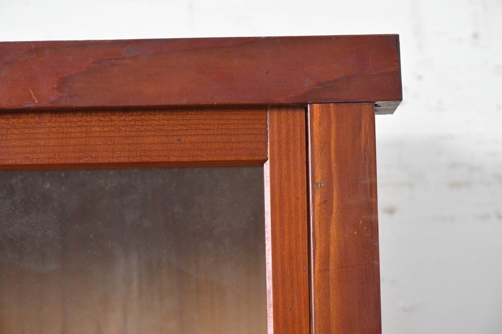 和製アンティーク　レトロな引き出し付き重ねガラス戸棚　(R-086730)