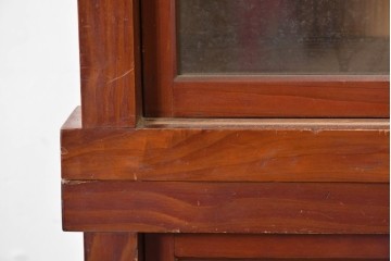 和製アンティーク　レトロな引き出し付き重ねガラス戸棚　(R-086730)