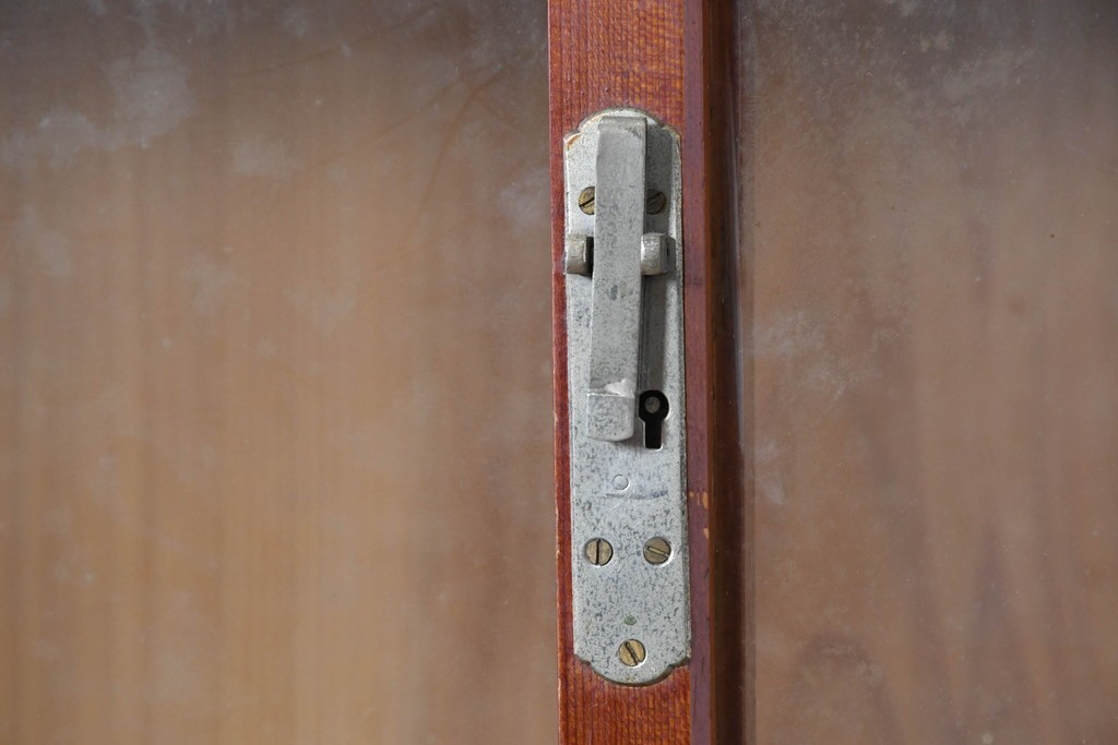 和製アンティーク　レトロな引き出し付き重ねガラス戸棚　(R-086730)