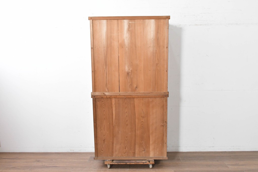 和製アンティーク　レトロな引き出し付き重ねガラス戸棚　(R-086730)