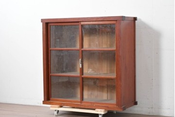 和製アンティーク　レトロ　素朴なガラス戸棚　(R-086731)