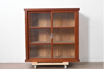 和製アンティーク　レトロ　素朴なガラス戸棚　(R-086731)