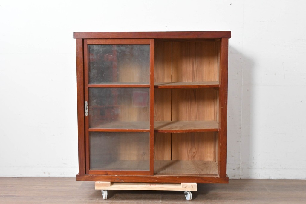 和製アンティーク　レトロ　素朴なガラス戸棚　(R-086731)