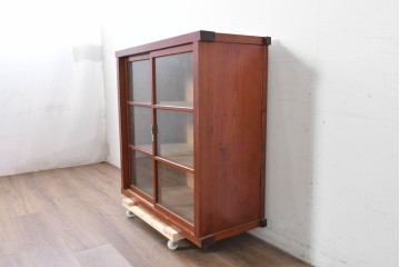 和製アンティーク　レトロ　素朴なガラス戸棚　(R-086731)