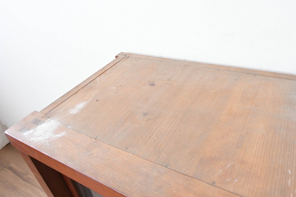 和製アンティーク　レトロ　素朴なガラス戸棚　(R-086731)