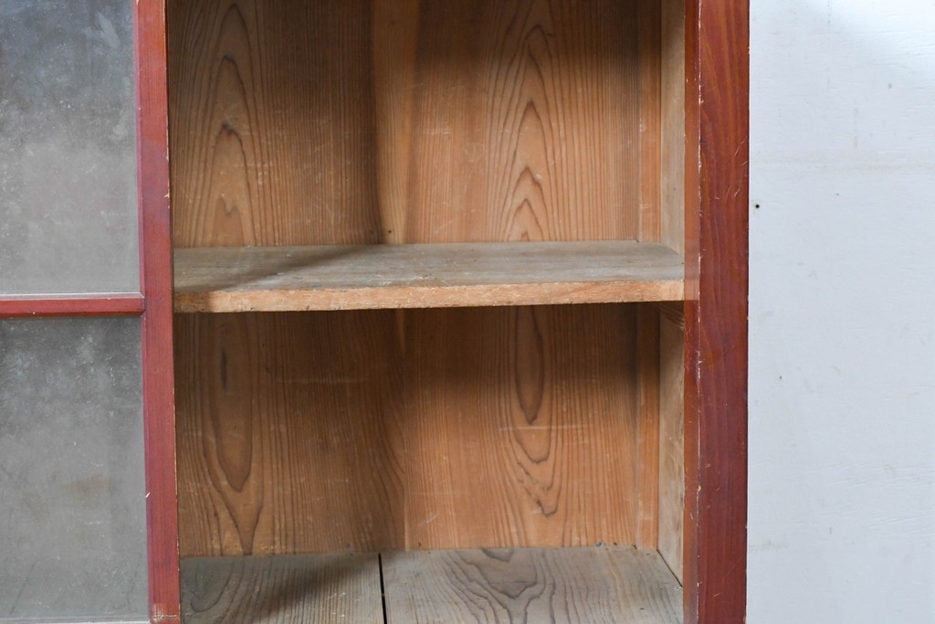 和製アンティーク　レトロな引き出し付きガラス戸棚　(R-086732)