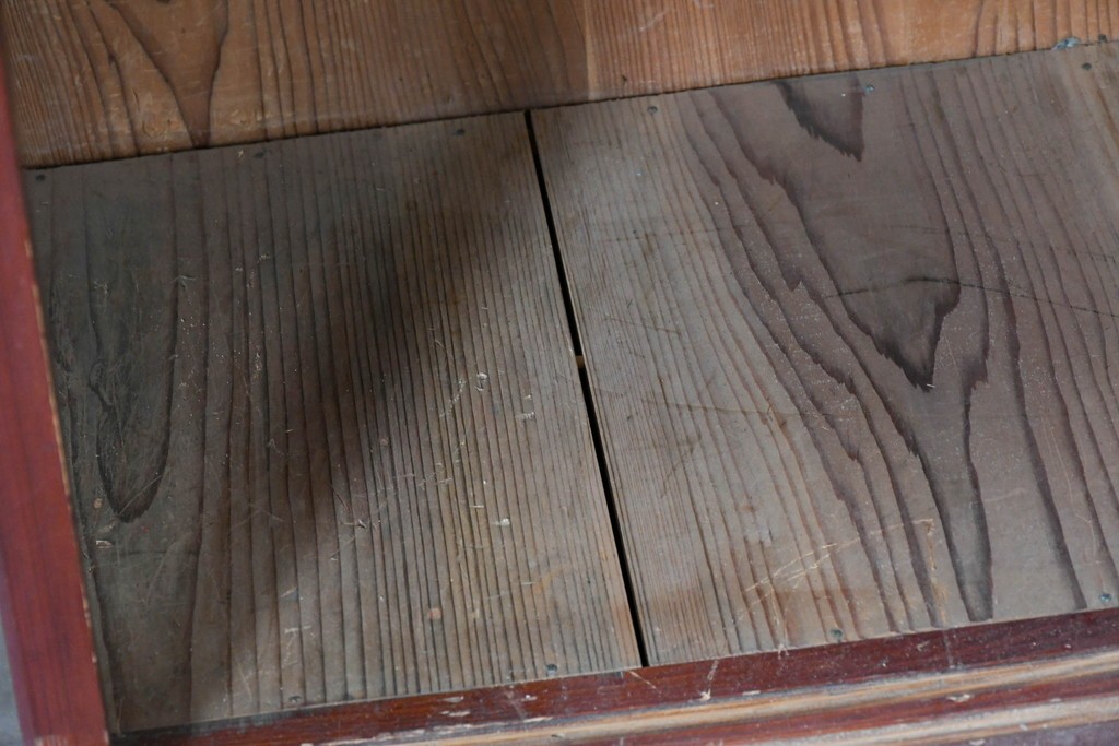 和製アンティーク　レトロな引き出し付きガラス戸棚　(R-086732)