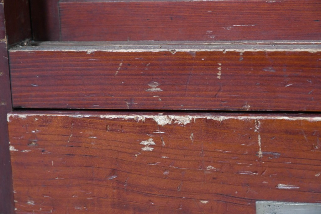 和製アンティーク　レトロな引き出し付きガラス戸棚　(R-086732)