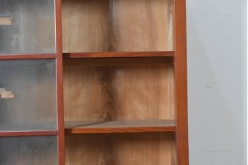 和製アンティーク　レトロな引き出し付き重ねガラス戸棚　(R-086733)