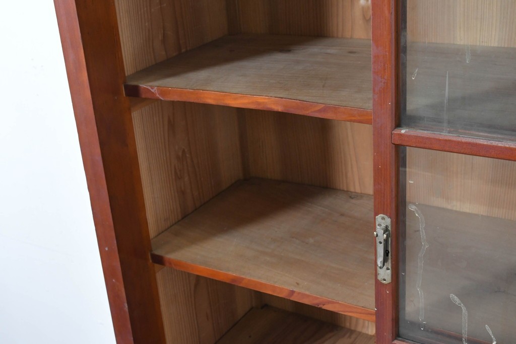 和製アンティーク　レトロな引き出し付き重ねガラス戸棚　(R-086733)