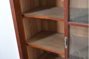 和製アンティーク　レトロな引き出し付き重ねガラス戸棚　(R-086733)