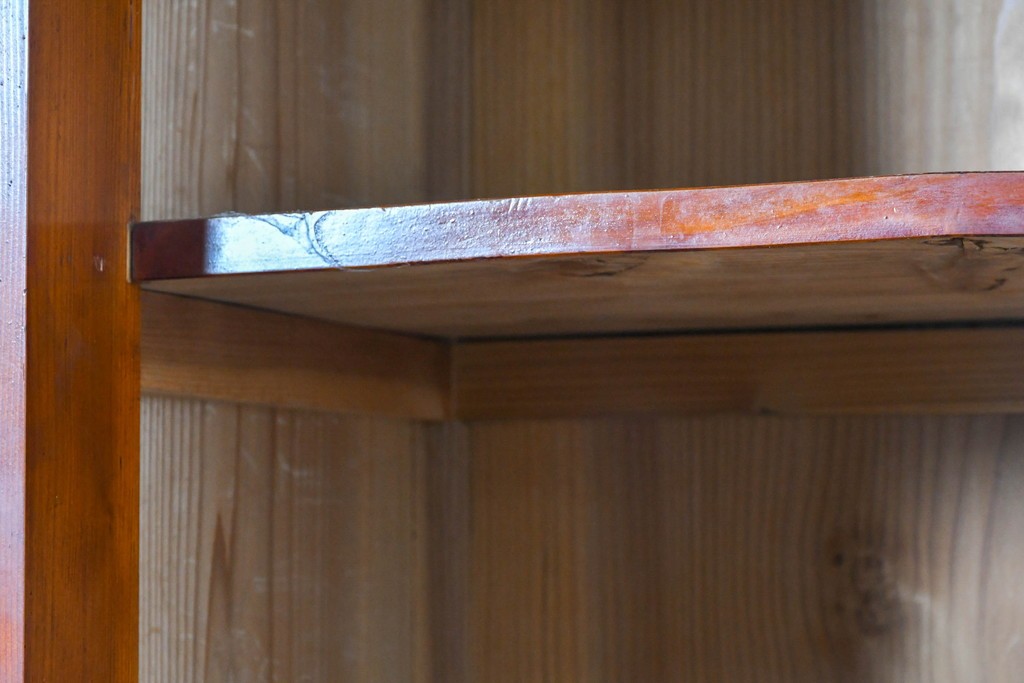 和製アンティーク　レトロな引き出し付き重ねガラス戸棚　(R-086733)