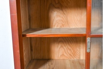 和製アンティーク　レトロな引き出し付き重ねガラス戸棚　(R-086733)