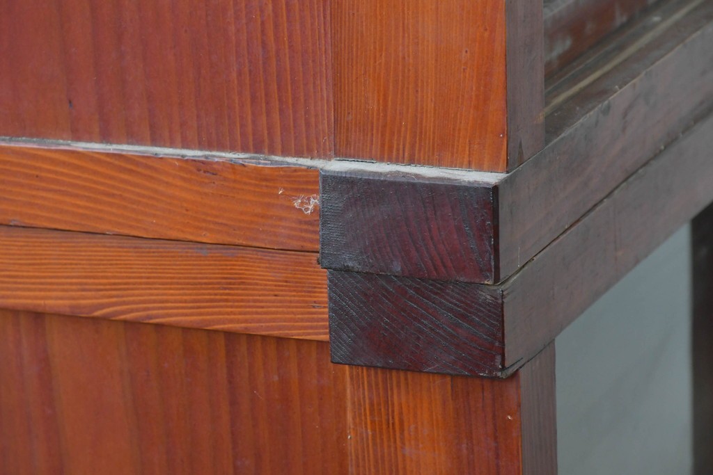 和製アンティーク　レトロな引き出し付き重ねガラス戸棚　(R-086733)