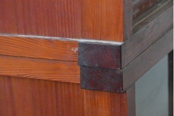 和製アンティーク　レトロな引き出し付き重ねガラス戸棚　(R-086733)