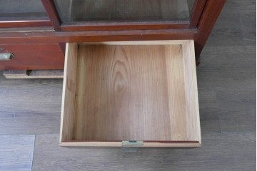 和製アンティーク　レトロな引き出し付き重ねガラス戸棚　(R-086733)