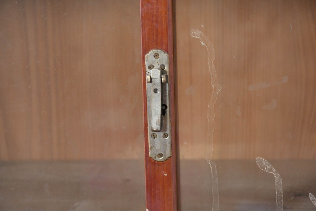 和製アンティーク　レトロな引き出し付き重ねガラス戸棚　(R-086733)