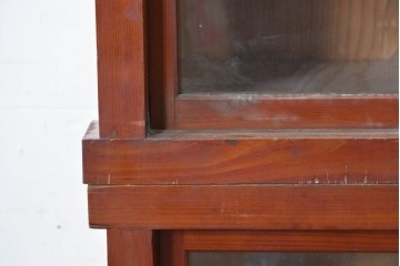 和製アンティーク　レトロな引き出し付き重ねガラス戸棚　(R-086733)