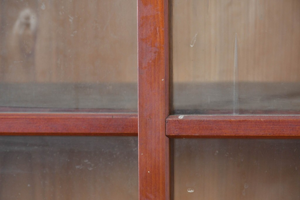 和製アンティーク　レトロな引き出し付き重ねガラス戸棚　(R-086733)