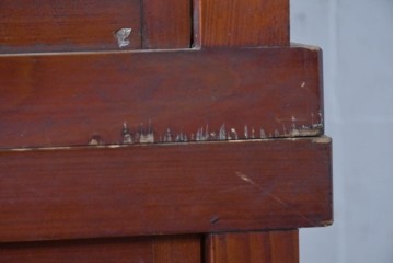 和製アンティーク　レトロな引き出し付き重ねガラス戸棚　(R-086733)