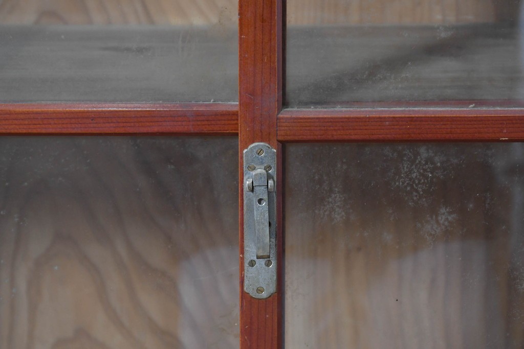 和製アンティーク　レトロな引き出し付き重ねガラス戸棚　(R-086733)