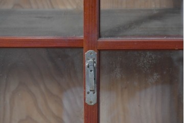 和製アンティーク　レトロな引き出し付き重ねガラス戸棚　(R-086733)