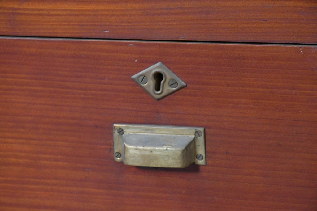 和製アンティーク　レトロな引き出し付き重ねガラス戸棚　(R-086733)