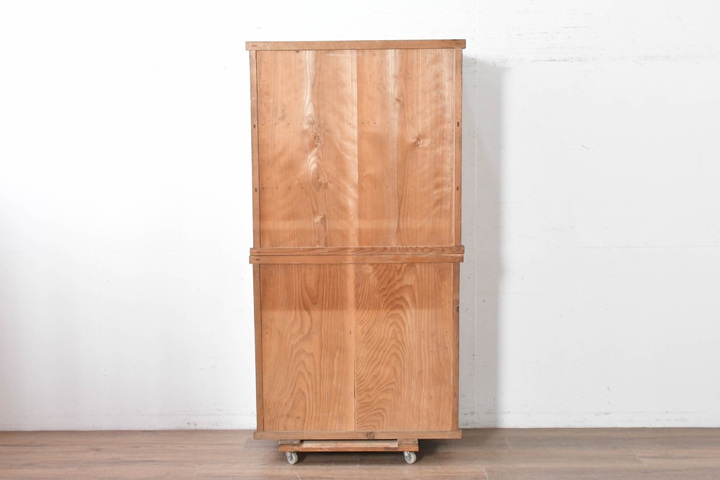 和製アンティーク　レトロな引き出し付き重ねガラス戸棚　(R-086733)