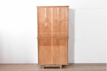 和製アンティーク　レトロな引き出し付き重ねガラス戸棚　(R-086733)