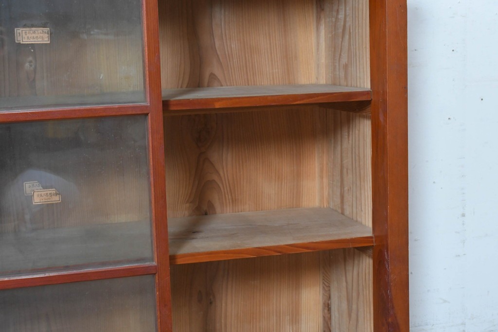 和製アンティーク　レトロ　素朴なガラス戸棚　(R-086734)