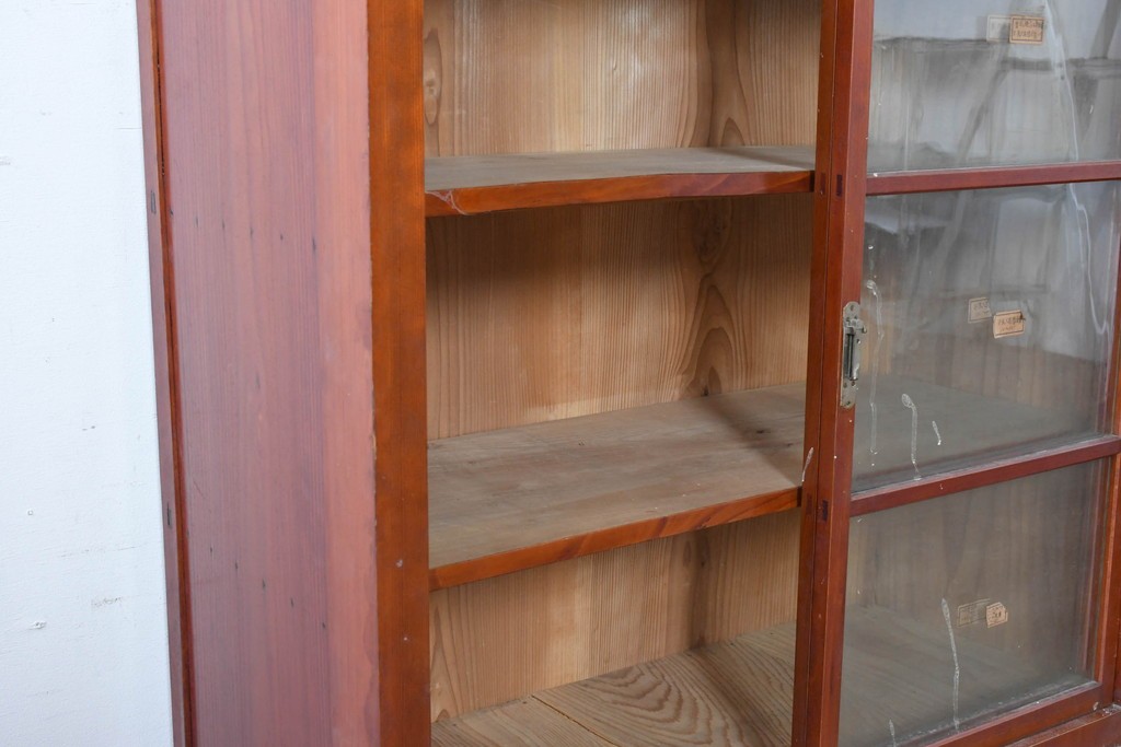 和製アンティーク　レトロ　素朴なガラス戸棚　(R-086734)