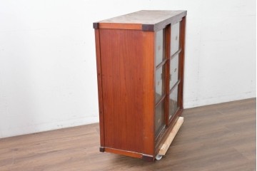 和製アンティーク　レトロ　素朴なガラス戸棚　(R-086734)