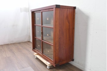 和製アンティーク　レトロ　素朴なガラス戸棚　(R-086734)