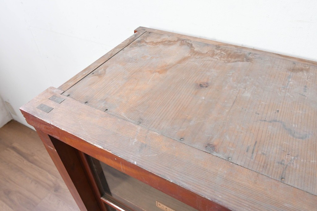 和製アンティーク　レトロ　素朴なガラス戸棚　(R-086734)