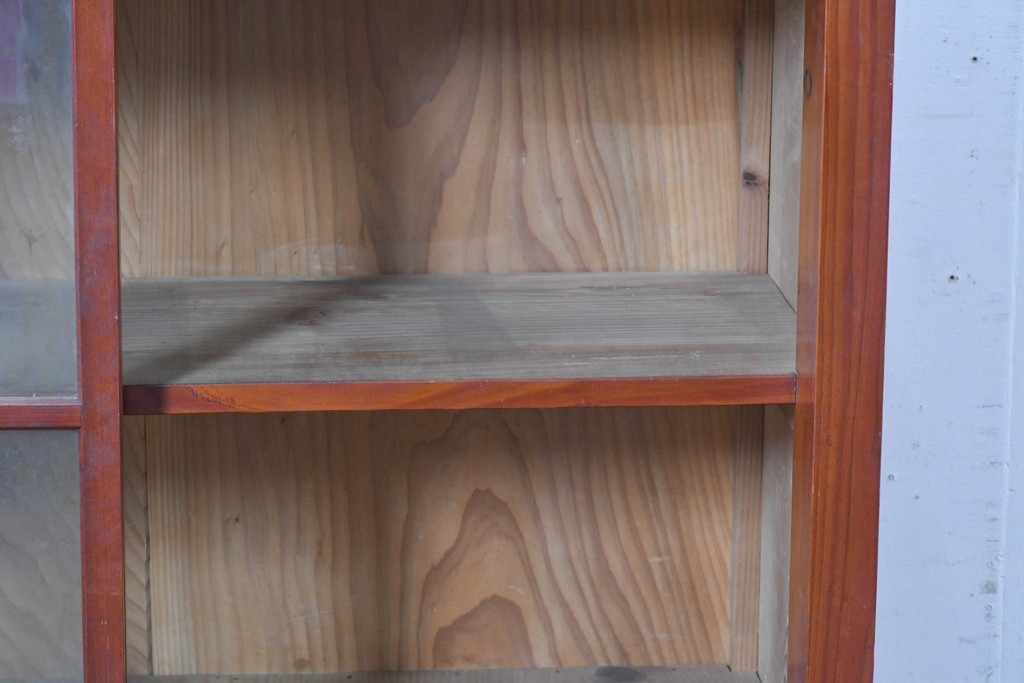 和製アンティーク　レトロな引き出し付きガラス戸棚　(R-086735)