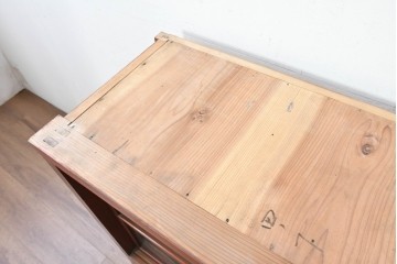 和製アンティーク　レトロな引き出し付きガラス戸棚　(R-086735)