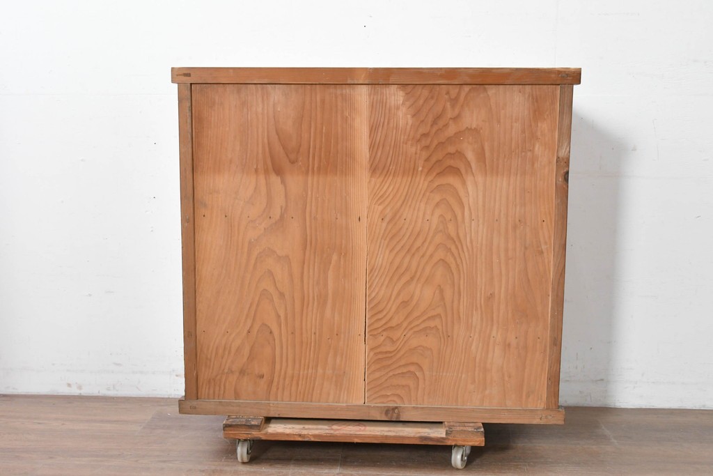 和製アンティーク　レトロな引き出し付きガラス戸棚　(R-086735)