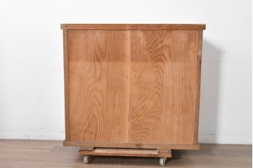 和製アンティーク　レトロな引き出し付きガラス戸棚　(R-086735)