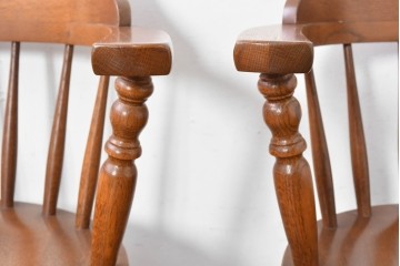 中古　美品　柏木工(KASHIWA、かしわ)　楢(ナラ)材　木の温もりあふれるキャプテンチェア2脚セット　(R-086743)